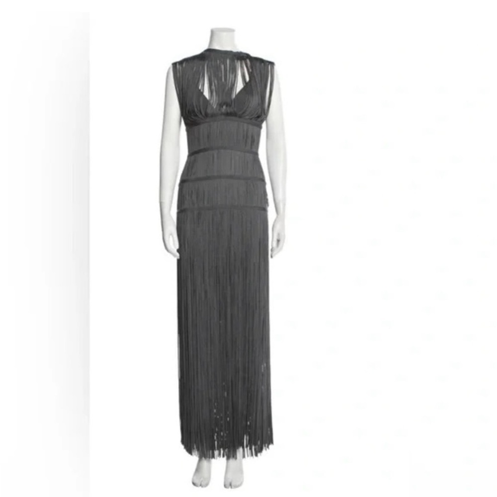 Herve Leger Gray Fringe Maxi Dress - Picture 2 of 4